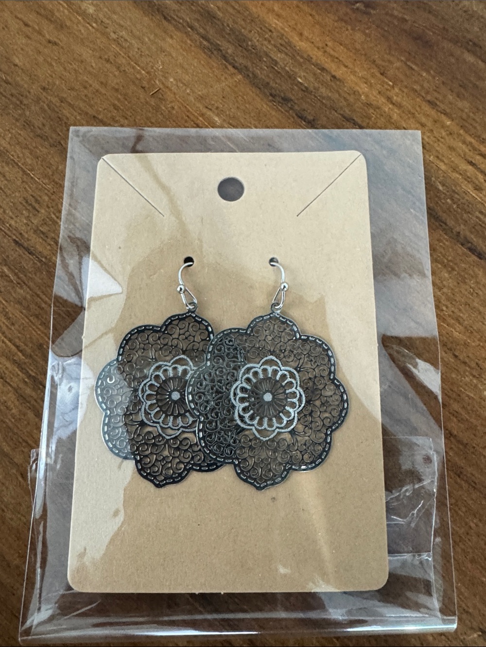 Silver Filigree Drop Earrings - Elegant Mandala Design